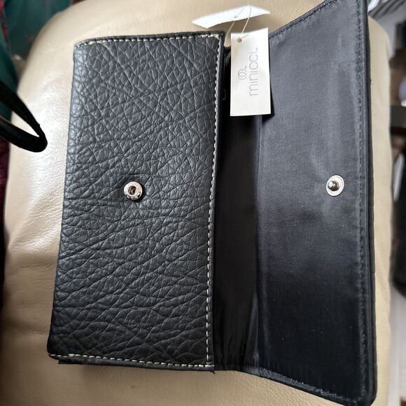 New  MINICCI Womens Ladies Wallet Clutch Black Faux Leather - Picture 4 of 4
